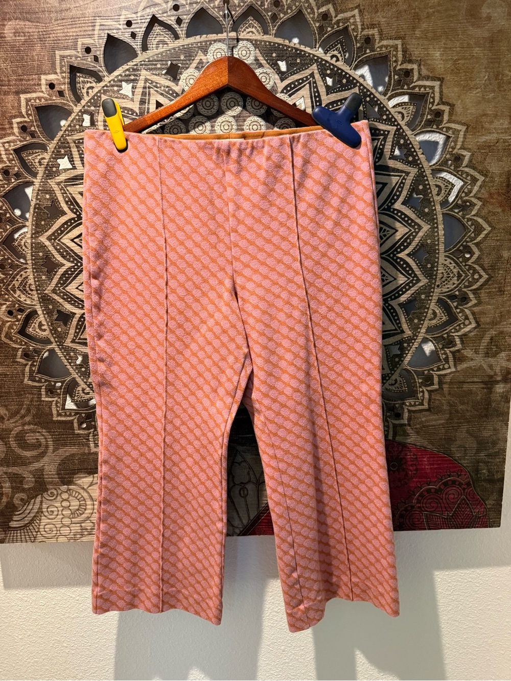Pink Salmon Patterned Wide-Leg Crop Pants- Maeve-Anthropologie